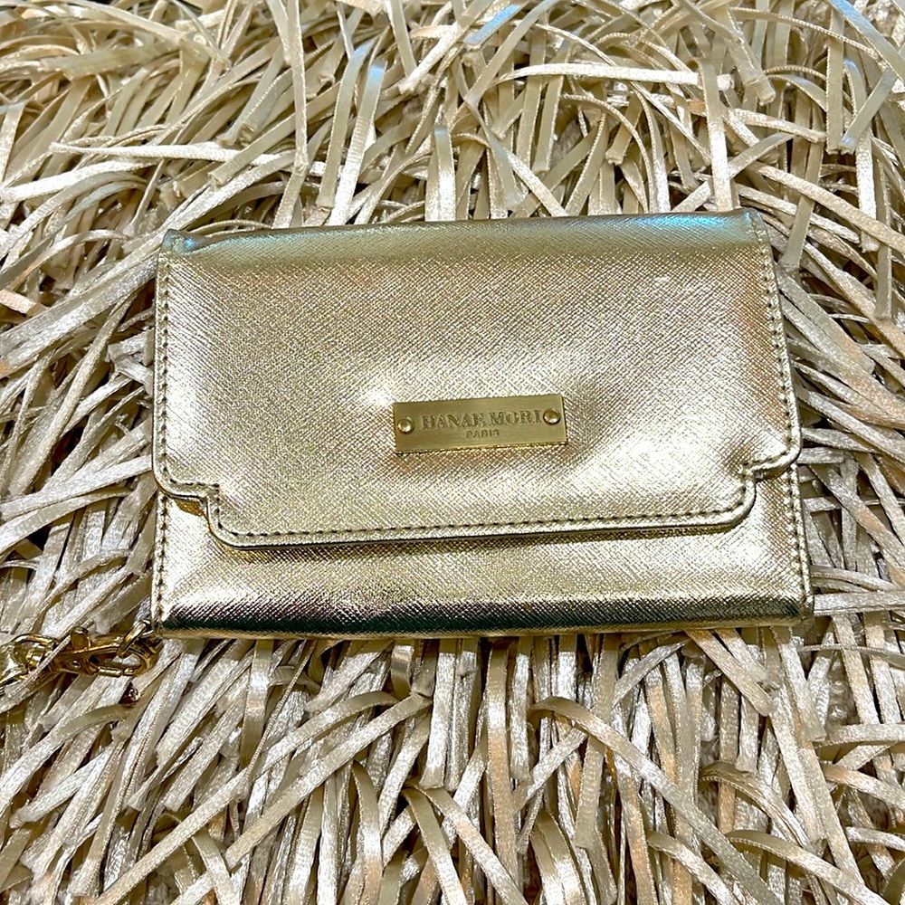 NIB Hanae Mori Butterfly Gold Wristlet